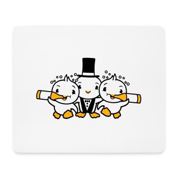 3 oiseaux équipe trois amis marié fête mari - Tapis de souris (format paysage) - blanc - Devant