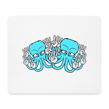 Two Kraken Peace Hand Sign Victory Symbol Hands - Mouse Pad (horizontal) - white - Front