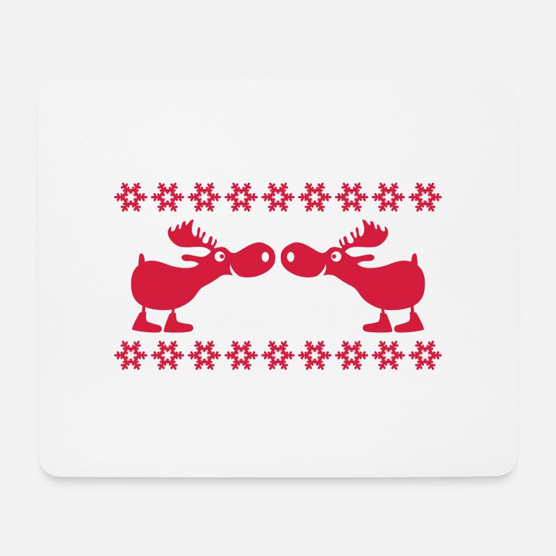 Elch Rentier Hirsch Weihnachten Norweger Muster - Mousepad (Querformat) - Weiß