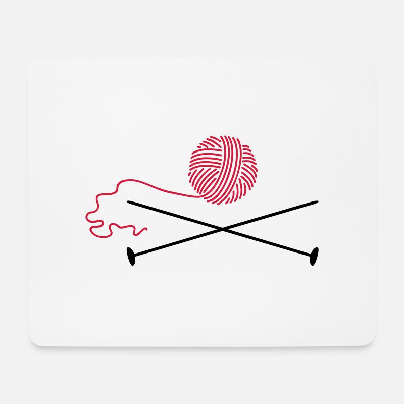 Wollknäuel mit Nadeln / wool 'n knitting needle ( - Mousepad (Querformat) - Weiß