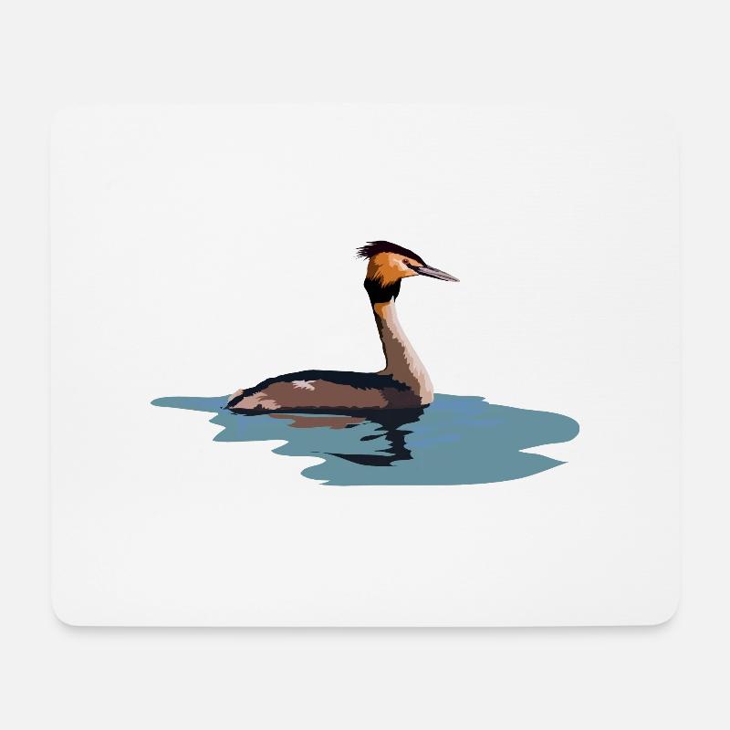 Haubentaucher - Mousepad (Querformat) - Weiß