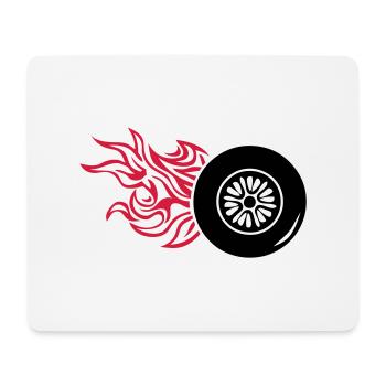 pneu roue wheel flamme fire1 - Tapis de souris (format paysage) - blanc - Devant