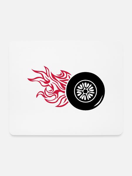 Reifen-Rad Rad Flamme fire1 - Mousepad (Querformat) - Weiß