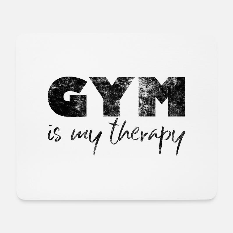 Bodybuilder Gym Fitness Workout Gym is my therapy - Mousepad (Querformat) - Weiß