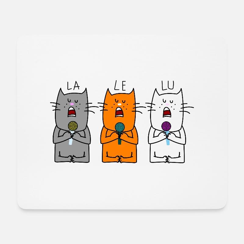 Singende Katzen - Mousepad (Querformat) - Weiß