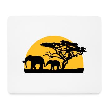 Sunset In Africa Tree And Elephants - Mouse Pad (horizontal) - white - Front