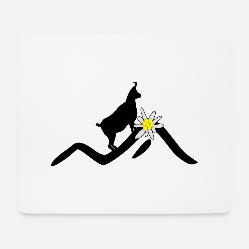 Berge, Gams und Edelweiß - Mousepad (Querformat) - Weiß