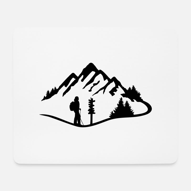 Berge und Wanderin, wandern - Frau - Mousepad (Querformat) - Weiß