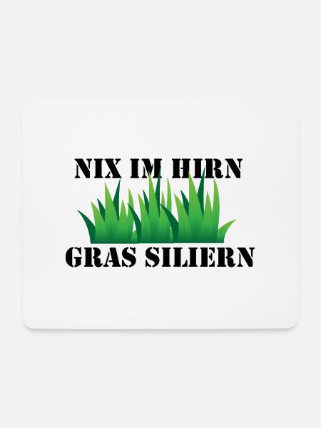 Nix im Hirn, Gras siliern - Mousepad (Querformat) - Weiß