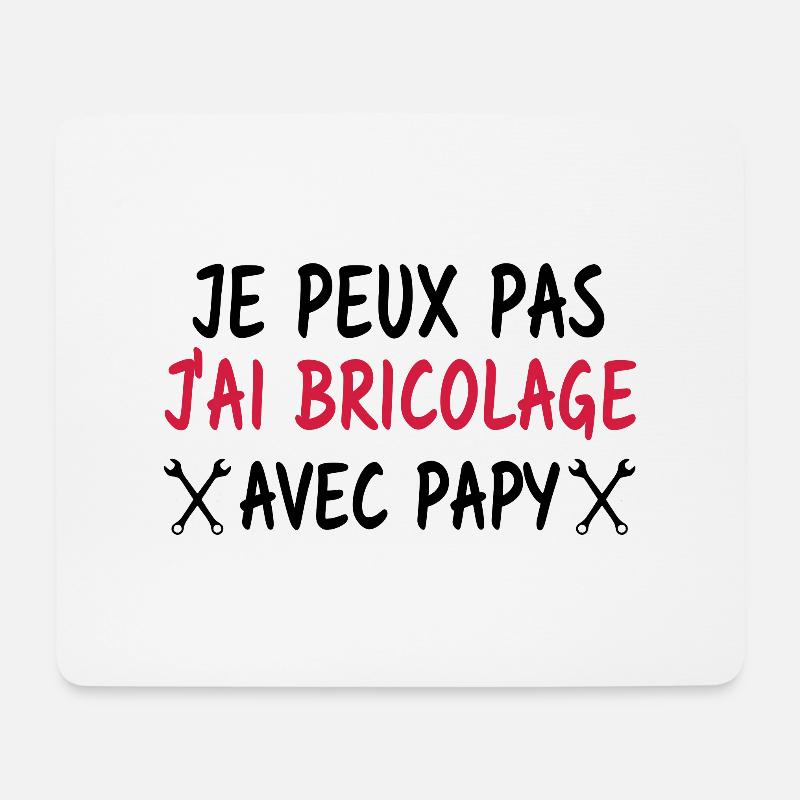 je peux pas j'ai bricolage avec papy - Tapis de souris (format paysage) - blanc