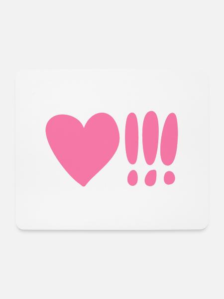 Herz mit Ausrufezeichen Pink - Mousepad (Querformat) - Weiß