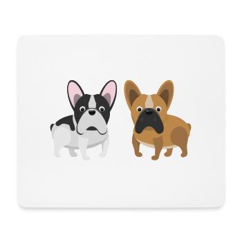 Zwei Bullys - Französische Bulldogge - Mousepad (Querformat) - Weiß - Vorne