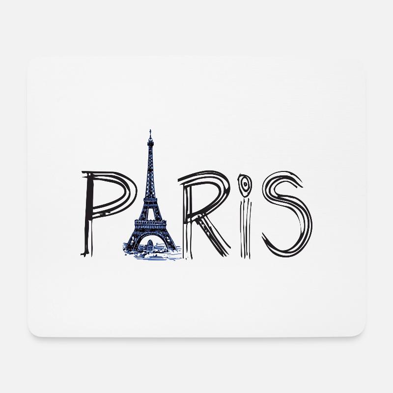 Paris und Eiffelturm - Mousepad (Querformat) - Weiß