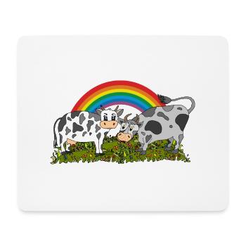 Kuh und Bulle - Mousepad (Querformat) - Weiß - Vorne