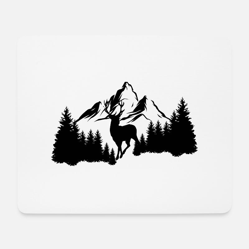 Hirsch Berg Natur Wandern Motiv - Mousepad (Querformat) - Weiß