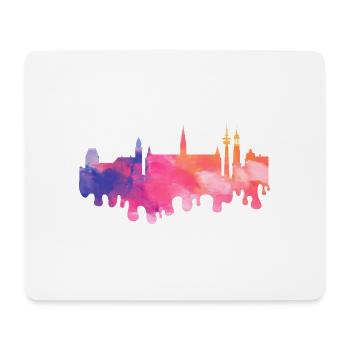 Hambourg Allemagne City Skyline Splash Coloré - Tapis de souris (format paysage) - blanc - Devant