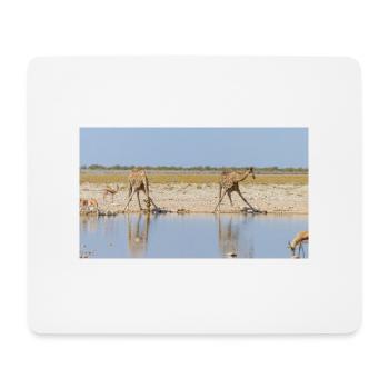 Landscape at the Cubango river with giraffe - Mouse Pad (horizontal) - white - Front