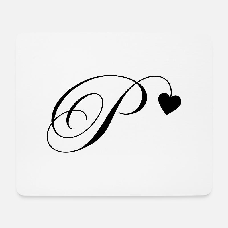 Buchstabe p Herz Kalligraphie - Mousepad (Querformat) - Weiß