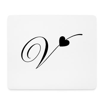 Buchstabe V Herz Kalligrafie - Mousepad (Querformat) - Weiß - Vorne