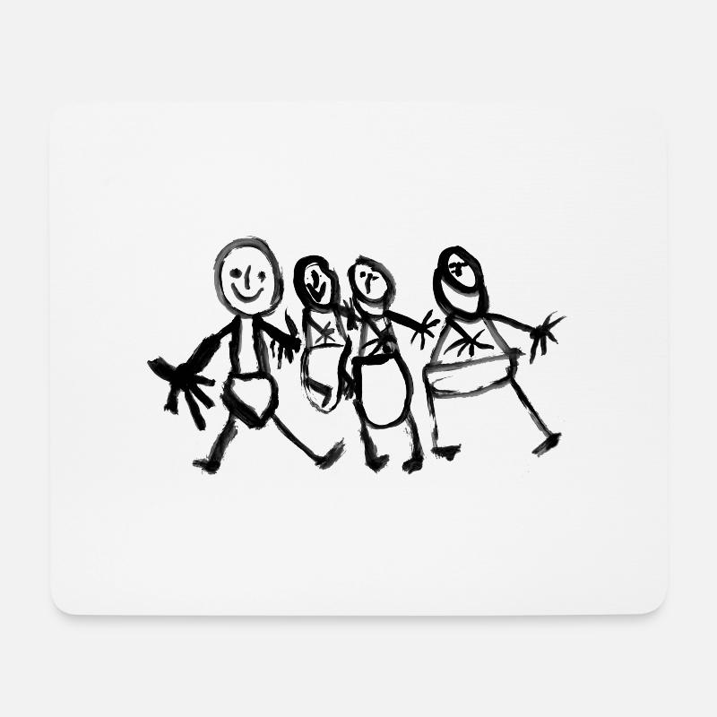 Krakelfamilie Kinderzeichnung Familie - Mousepad (Querformat) - Weiß
