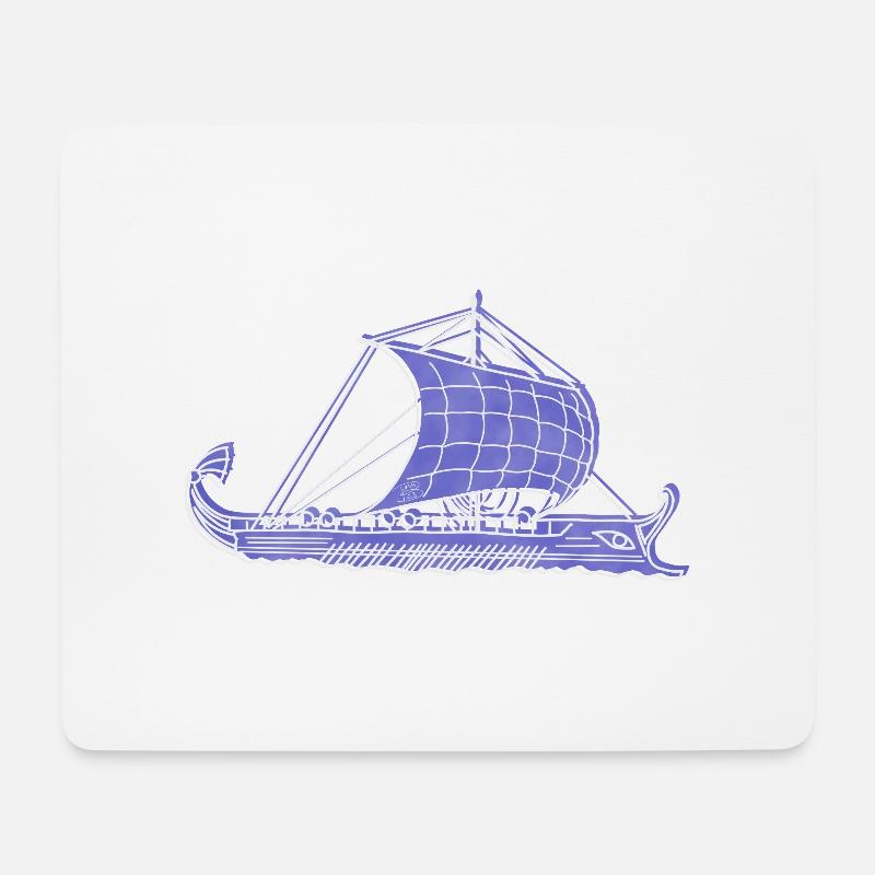 "Argo", Boho Line Art Design, Serie "Greece" - Mousepad (Querformat) - Weiß