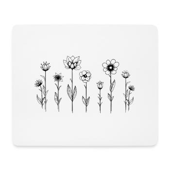 Garden Flowers, Line Art, Minimalism, Summer, Fun - Mouse Pad (horizontal) - white - Front