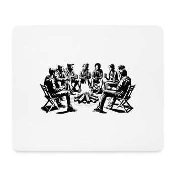 Lagerfeuer, Bier trinken - Mousepad (Querformat) - Weiß - Vorne