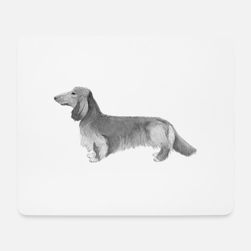 Dackel - Dackel Langhaar - Mousepad (Querformat) - Weiß