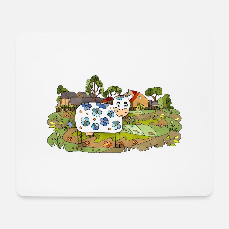 Kuh - Mousepad (Querformat) - Weiß