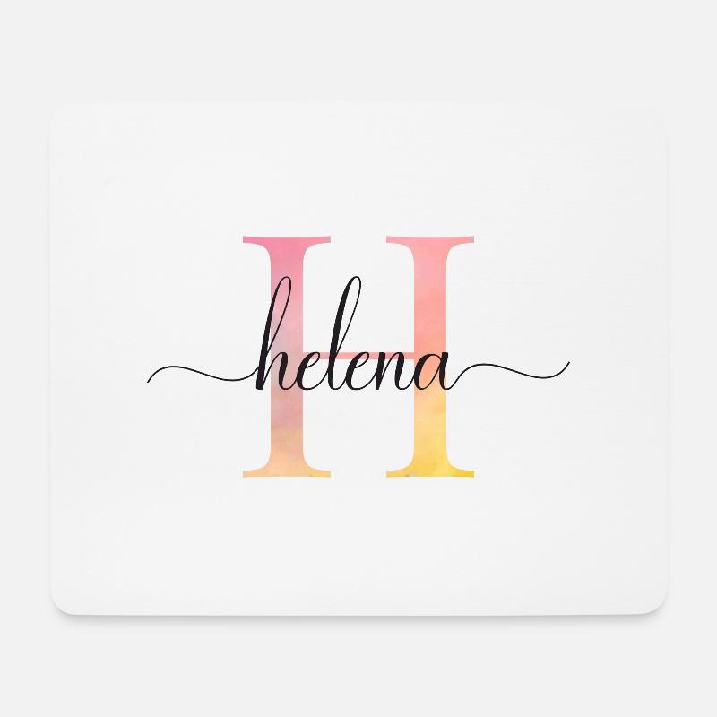 H | Monogramm | Name | Helena |Watercolor - Mousepad (Querformat) - Weiß