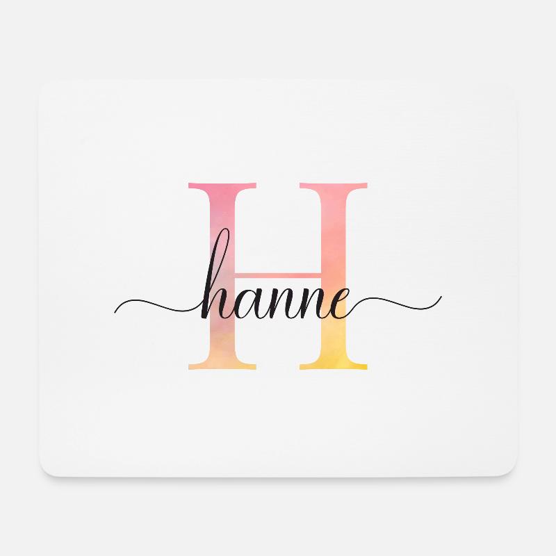 H | Monogramm | Name | Hanne |Watercolor - Mousepad (Querformat) - Weiß