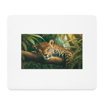 Niedliche Tiere chillen – Jaguar schläft auf einem Baum - Mousepad (Querformat) - Weiß - Vorne