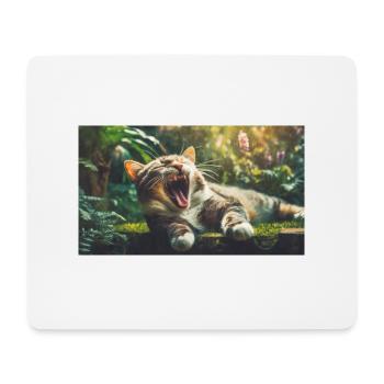 Niedliche Tiere chillen – Katze - Mousepad (Querformat) - Weiß - Vorne