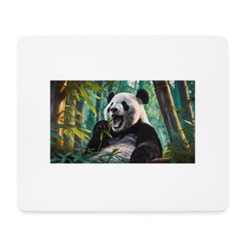 Niedliche Tiere chillen – Panda frisst Bambuswald - Mousepad (Querformat) - Weiß - Vorne