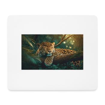 Niedliche Tiere chillen – Jaguar schläft auf einem Baum - Mousepad (Querformat) - Weiß - Vorne