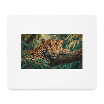 Niedliche Tiere chillen – Jaguar schläft auf einem Baum - Mousepad (Querformat) - Weiß - Vorne