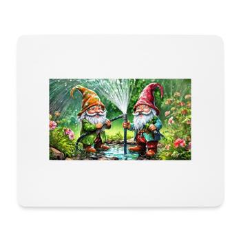 Mignons petits gnomes Vie quotidienne – bataille d’eau - Tapis de souris (format paysage) - blanc - Devant