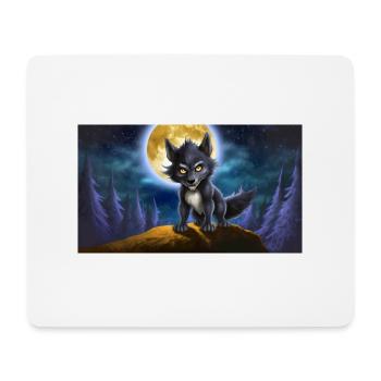 Werwolf heult den Mond an - junges niedliches Monster - Mousepad (Querformat) - Weiß - Vorne