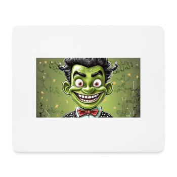 Monstre vert avec des cornes - jeune - Tapis de souris (format paysage) - blanc - Devant