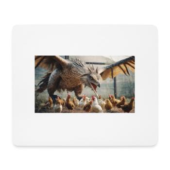 Ein realistischer böser Drache, der wie ein Wolf Hühner jagt - Mousepad (Querformat) - Weiß - Vorne