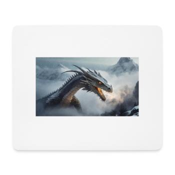 Ein realistischer böser dunkler Drache beim Erklimmen eines Nebels - Mousepad (Querformat) - Weiß - Vorne