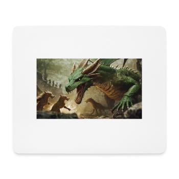 Un majestueux dragon vert réaliste est attaqué - Tapis de souris (format paysage) - blanc - Devant