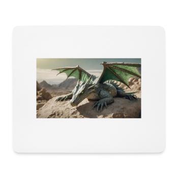 A realistic majestical green dragon is laying - Mouse Pad (horizontal) - white - Front