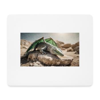 A realistic majestical green dragon is laying - Mouse Pad (horizontal) - white - Front