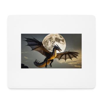 Une pleine lune réaliste et majestueuse de dragon noir - Tapis de souris (format paysage) - blanc - Devant