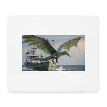 Ein realistischer böser dunkler Drache jagt Fische - Mousepad (Querformat) - Weiß - Vorne