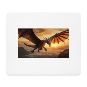 Ein realistischer, majestätischer dunkler Drache fliegt - Mousepad (Querformat) - Weiß - Vorne