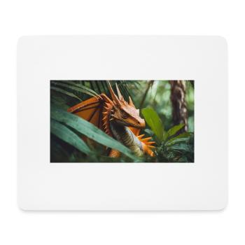 A realistic majestical orange dragon is hunting - Mouse Pad (horizontal) - white - Front