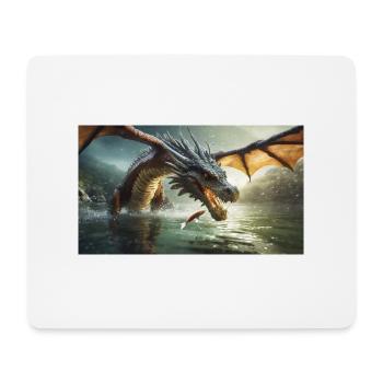 Ein realistischer böser dunkler Drache jagt Fische - Mousepad (Querformat) - Weiß - Vorne