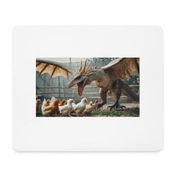 Eine realistische böse schwarz-goldene Drachenjagd - Mousepad (Querformat) - Weiß - Vorne